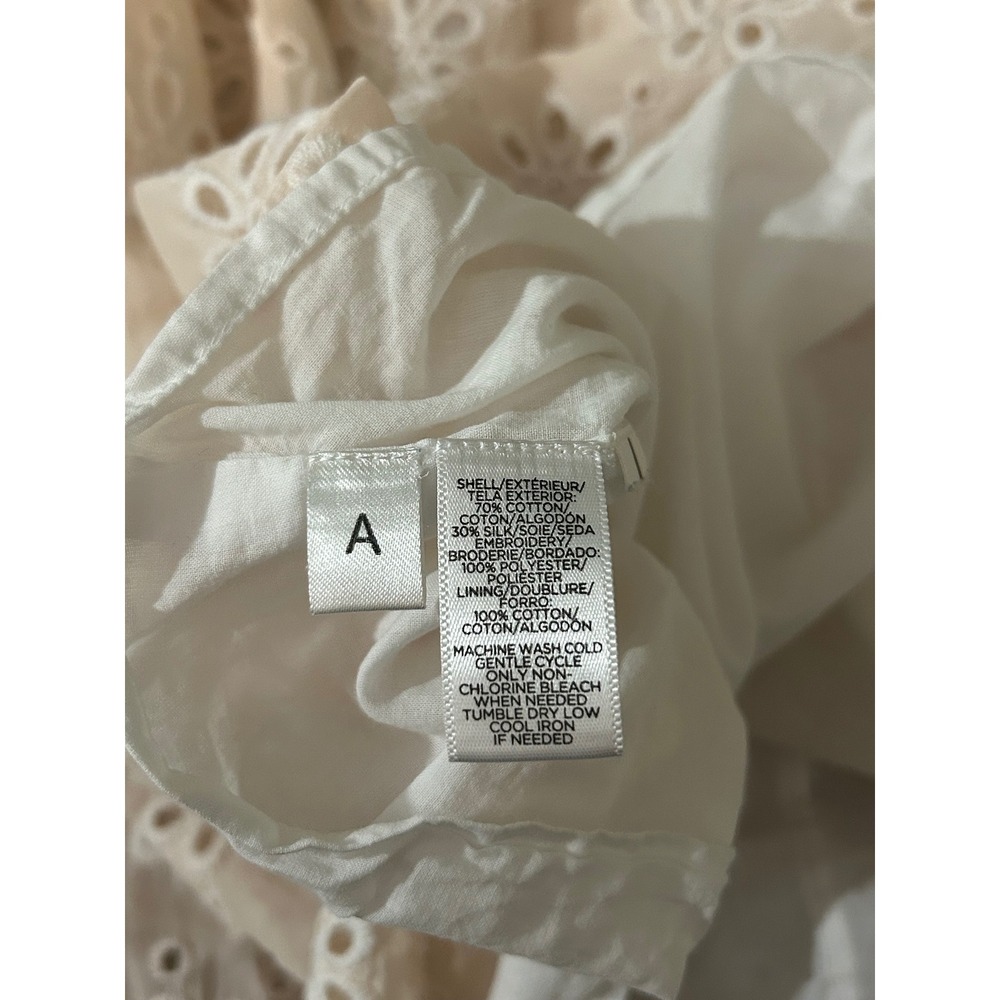 LOFT Light Pink Eyelet Cotton Silk Dress Womens 6 Floral Sleeveless Summer - Picture 5 of 8